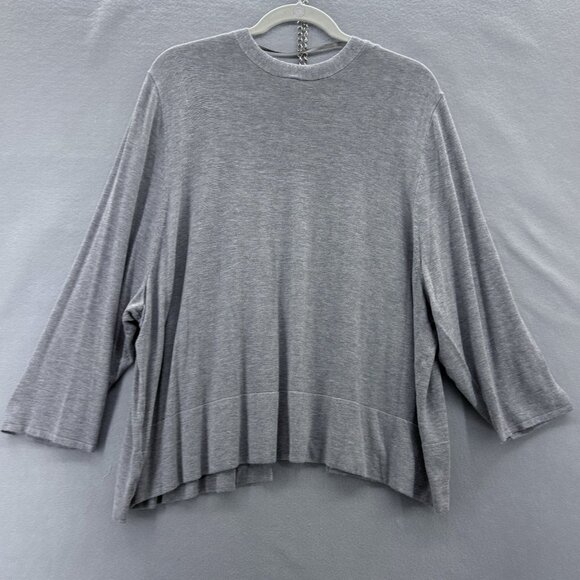 Lane Bryant Cardigan Sweater 22/24 Women’s Gray Open Front 3/4 Sleeve‎ Wide Hem - Picture 3 of 7